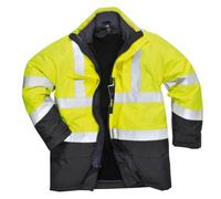 BizFlame Hi Vis Flame Resistant Rain Multi Protection Jacket Yellow / Navy 3XL