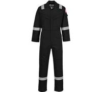 BizFlame Mens Aberdeen Flame Resistant Antistatic Coverall Black 2XL 32"