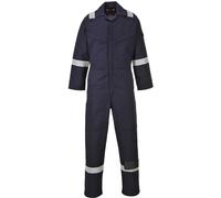 Portwest FR50 Men's Bizflame Work FR Coverall Flame Resistant Hi Vis Anti-Static Arc Proof Safety Overalls Reflective Knee Pad Pockets CE Certified Offshore Workwear, Navy Tall, M