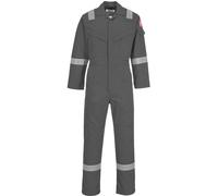 BizFlame Mens Aberdeen Flame Resistant Antistatic Coverall Grey 4XL 32"