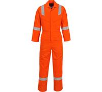 BizFlame Mens Flame Resistant Super Lightweight Antistatic Coverall Orange L 32"
