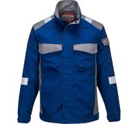 Portwest FR08 Bizflame Industry Two Tone FR Jacket Metal Free Long Sleeve | Royal Blue, X Large, EN 61482-1-2 Class 1, EN ISO 11612, UPF 50+, Tailored Fit, Adjustable Waist, Radio Loops, Industrial