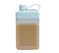 Bizhubmat Flat Portable Travel Mug Leakproof Compact 450ml Transparent | Rectangle Water Bottle Outdoor Indoor Travel Camping Hiking Running Gym Sports Outdoor Indoor Travel Camping Hiking Running
