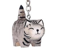 BIZIBAFF Cat Christmas Ornament - Handmade Wood Tabby Cat Ornaments for Christmas Tree Decorations - 3D Farmhouse Cats Hanging Ornament Keepsake Gifts for Cats Pets Lovers Women