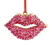 BIZIBAFF Pink Lips Christmas Ornament for Women Girls - Metal Sparkly Rhinestones Sexy Lips Ornaments for Christmas Tree Decorations - Lipstick Makeup Christmas Keepsake Gifts