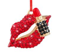 BIZIBAFF Red Lips Christmas Ornament for Women Girls - Metal Sparkly Rhinestones Lipstick Makeup Ornaments for Christmas Tree Decorations - Sexy Lips Christmas Keepsake Gifts