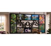 Biznest 10 Multi-Aperture Photo Frame 'memories' Text Rectangle Wall Mount Collage Picture 6X4'' & 7X5'' Black 71.8X36.5Cm