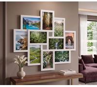 Biznest 10-Multi Aperture Photo Frame Wall Mounted Family Collage Picture Display Home Gallery Decor 55.3x49.5x2.5Cm (WHITE)