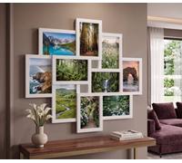 Biznest 10 - Multiple White Aperture Photo Frame Wall Mounted Collage Picture Display Home Gallery Décoration 55.3X49.5X2.5Cm