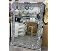 Biznest 104X74Cm Large Jewel Wall Mirror Loose Diamante New Crystal Rectangular Mirror Room Decoration Ideas New Eye Catching Design