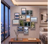 Biznest 12 Opening Collage Irregular Shape Photo Frame Multi-Aperture Wall Mounted Display Home Gallery Decor Gift Idea 60x60x2Cm (GREY)