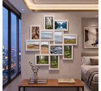 Biznest 12 Opening White Collage Irregular Shape Photo Frame Multiple-Apertures Wall Mounted Display Home Gallery Décor 60X60X2Cm
