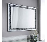 Biznest 120X80Cm Extra Large Jewel Wall Mirror Loose Diamante New Crystal Rectangular Mirror Room Decoration Ideas New Eye Catching Design
