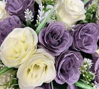 Biznest 2 Bundle Artificial Roses Flower Bouquet (48 Head) Mix Colour Home Decor (Cream-Mauve)