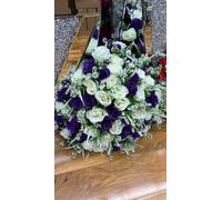 Biznest 2 Bundle Artificial Roses Flower Bouquet (48 Head) Mix Colour Home Decor (Cream-Purple)