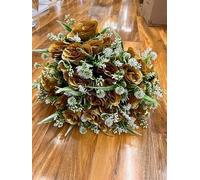 Biznest 2 Bundles Of Artificial Roses Flower Bouquet (48 Heads) Multiple Colours Bunch Available Home, Party, Cemetery, Wedding, Porch, Yard, Indoor & Outdoor Event Decoration (GOLD)