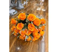 Biznest 2 Bundles Of Artificial Roses Flower Bouquet (48 Heads) Multiple Colours Bunch Available Home, Party, Cemetery, Wedding, Porch, Yard, Indoor & Outdoor Event Decoration (ORANGE)