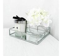 Biznest 20Cm Decorative Square Silver Chrome Mirrored Tray Decoration Decorative Candle Display Vanityl Wedding Table Plate