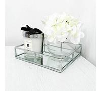 Biznest 20Cm Decorative Square Silver Chrome Mirrored Tray Decoration Decorative Candle Display Vanityl Candle Tray Wedding Table Plate