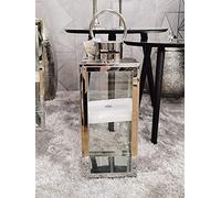 Biznest 21CM Silver Stainless Steel Glass Lantern Allow Fairy Lights or Candles to Be Placed Inside