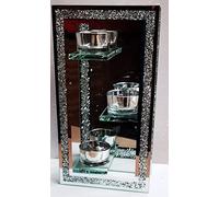 Biznest 24X13Cm Tower Crushed Jewelled Mirrored Tealight Holder Bold And Beautiful Design Perfect For Modern Tastes