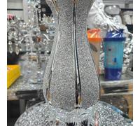 Biznest 25Cm New Unique Silver Pot Glittery Crushed Crystal Decorated Vase Flowers State Line Style