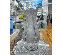 Biznest 25Cm New Unique Silver Pot Glittery Crushed Crystal Decorated Vase Flowers State Line Style