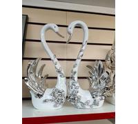 Biznest 2X White & Silver Romany Large Set Of Swan New Desig Italian Gift Bling Home Decor