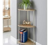 Biznest 3 Tier Corner Shelf End Table Organizer Unit For Bedroom Bathroom Living Room Kitchen & Office (Oak)