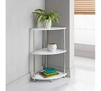 Biznest 3 Tier Corner Shelf End Table Organizer Unit For Bedroom Bathroom Living Room Kitchen & Office (White)