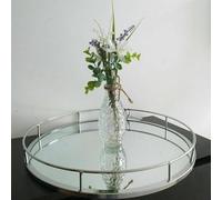 Biznest 30Cm New Beautiful Stunning Design Large Silver Round Mirror Tray Centerpiece Tealight Holder Display Home Décor