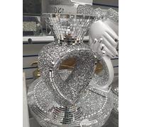 Biznest 30Cm Sparkle Diamond Crushed Crystal Sparkly Silver Mirrored Floor Vase Home Table Birthday Wedding Gift Style 051
