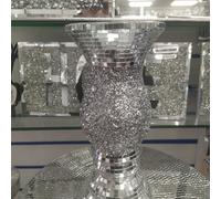 Biznest 30Cm Sparkle Diamond Crushed Crystal Sparkly Silver Mirrored Floor Vase Style 052