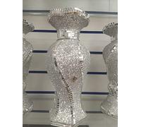 Biznest 30Cm Sparkle Diamond Crushed Crystal Sparkly Silver Mirrored Floor Vase Style 055