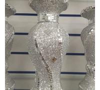 Biznest 30Cm Sparkle Diamond Crushed Crystal Sparkly Silver Mirrored Floor Vase Style 055