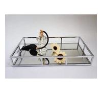 Biznest 30X20X6Cm Decorative Rectangular Silver Chrome Mirrored Display Vanityl Candle Tray Wedding Table Plate