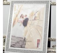 Biznest 30X40 Cm Glass Photo Frame Jewel Mirror Silver Loose Diamante Crushed Crystal Home Decor Picture Frame
