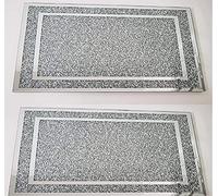 Biznest 30X40Cm Large Crushed Jewel Crystal Diamante Flat Float Glass Worktop Saver for Your Kitchen Worktop (Pack of 2)