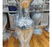 Biznest 33X63Cm Large Silver Ceramic Mirrored Pot Vase Full Mirror Home Decoration Flower Floor Vase Style 01