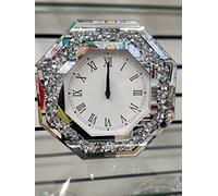 Biznest 35×35Cm Crushed Crystal Diamond Filled Mirrored Wall Clock octagon Shape Roman Numbers