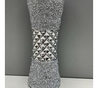 Biznest 35Cm Large Ceramic Flower Vase Design Silver Diamante Bling Sparkling Home Decoration Flower Vase
