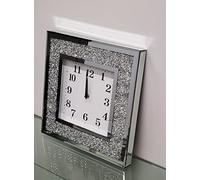 Biznest 35X35Cm New English Number With Small Crystal Wall Clock Square Crushed Diamante Diamond Crystal Mirror