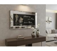 Biznest 3D Liquid Glitter Art Work Mirrored Frame Lion Diamante Wall 85 X 45 Cm (Behind Great King There Is Queen (Gold))