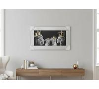 Biznest 3D Liquid Glitter Art Work Mirrored Frame Lion Royal Crown Wall 85 X 45 Cm (King & Queen With 1X Girl 1X Boy)