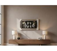 Biznest 3D Liquid Glitter Art Work Mirrored Frame Lion Royal Family Diamante 85 X 45 Cm (King & Queen With 2X Girls 2X Boys)