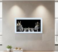 Biznest 3D Liquid Glitter Art Work Mirrored Frame Lion Royal Family Golden 85 X 45 Cm (King & Queen With 2X Girls 1X Boy)