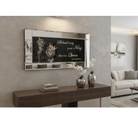 Biznest 3D Liquid Glitter Art Work Mirrored Frame Lion Royal Family Golden Crown Diamante Wall Hung Glass King Queen Cubs Black Gold Landscape 85 X 45 Cm (BEHIND GREAT KING THERE IS QUEEN (Gold))