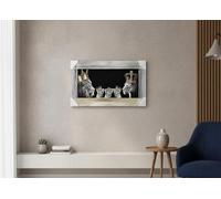 Biznest 3D Liquid Glitter Art Work Mirrored Frame Lion Royal Family Golden Wall 85 X 45 Cm (King & Queen With 2X Boys 1X Girl)