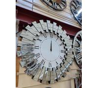 Biznest 3D Round 60Cm Sunburst Mirrored Office Wall Clock Modern Living Room Badroom Decor