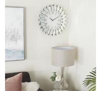 Biznest 3D Round 60Cm Sunburst Mirrored Office Wall Clock Modern Living Room Badroom Decor